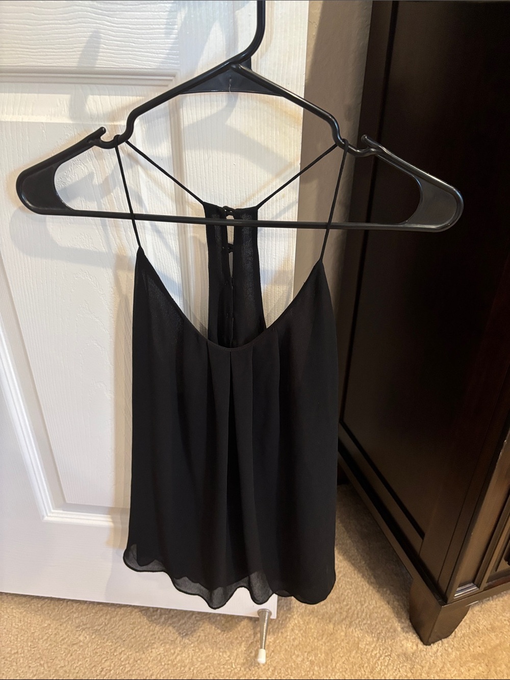 Naked Zebra Black Spaghetti Strap Chiffon Tank